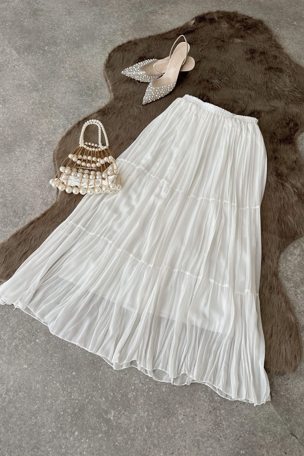 Hamado Fashion Lara Beyaz Etek