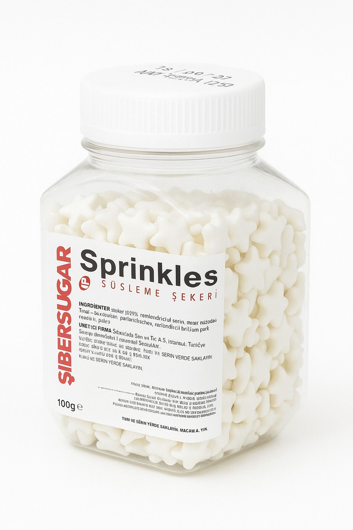 Sprinkles Renkli Süsleme Şekerleri Yıldızlı Beyaz 100g