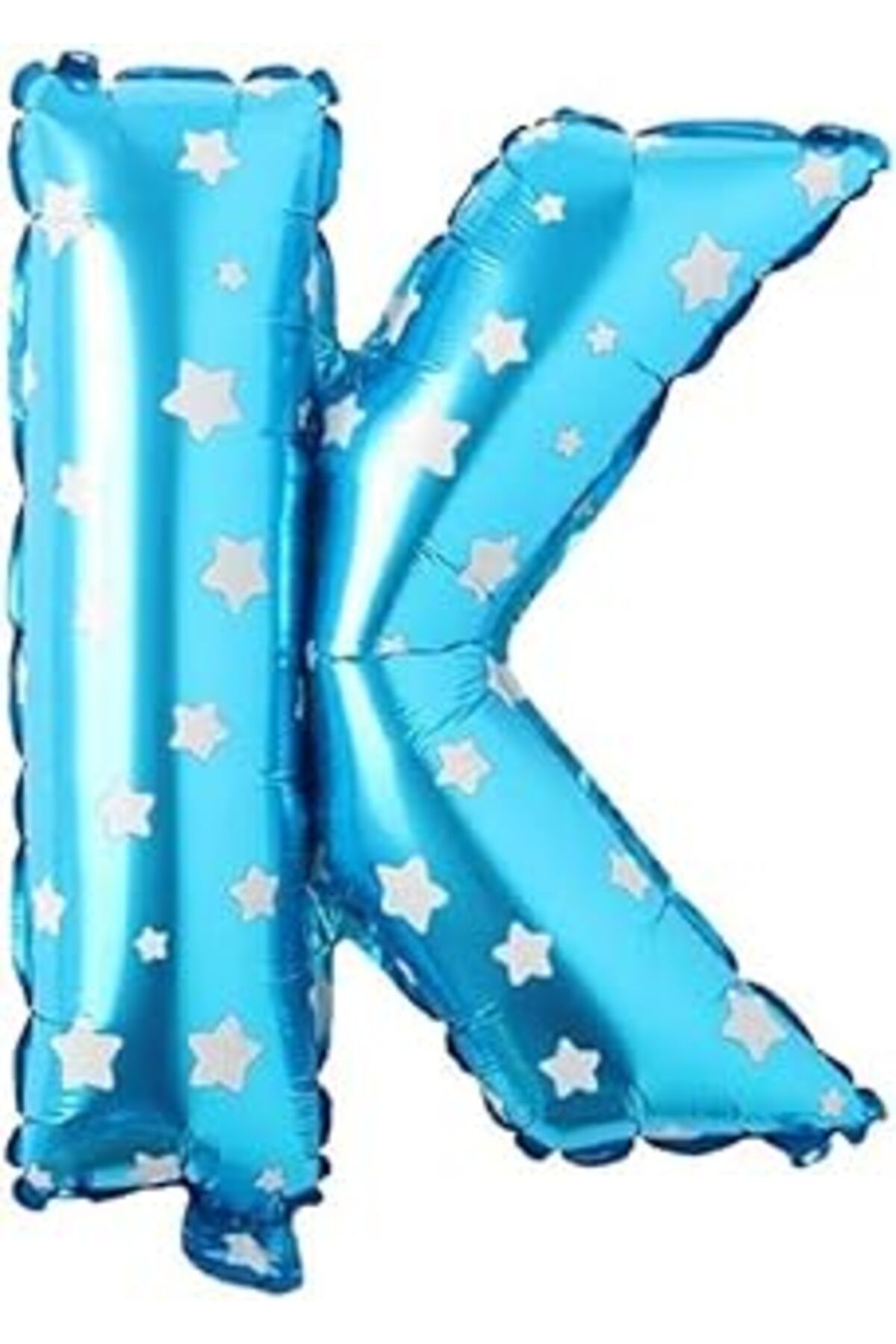 Karachil Parti Vitrini K Harfi 16 Inç Mavi Yıldızlı Renk Folyo Balon 36 Cm (MAVİ)