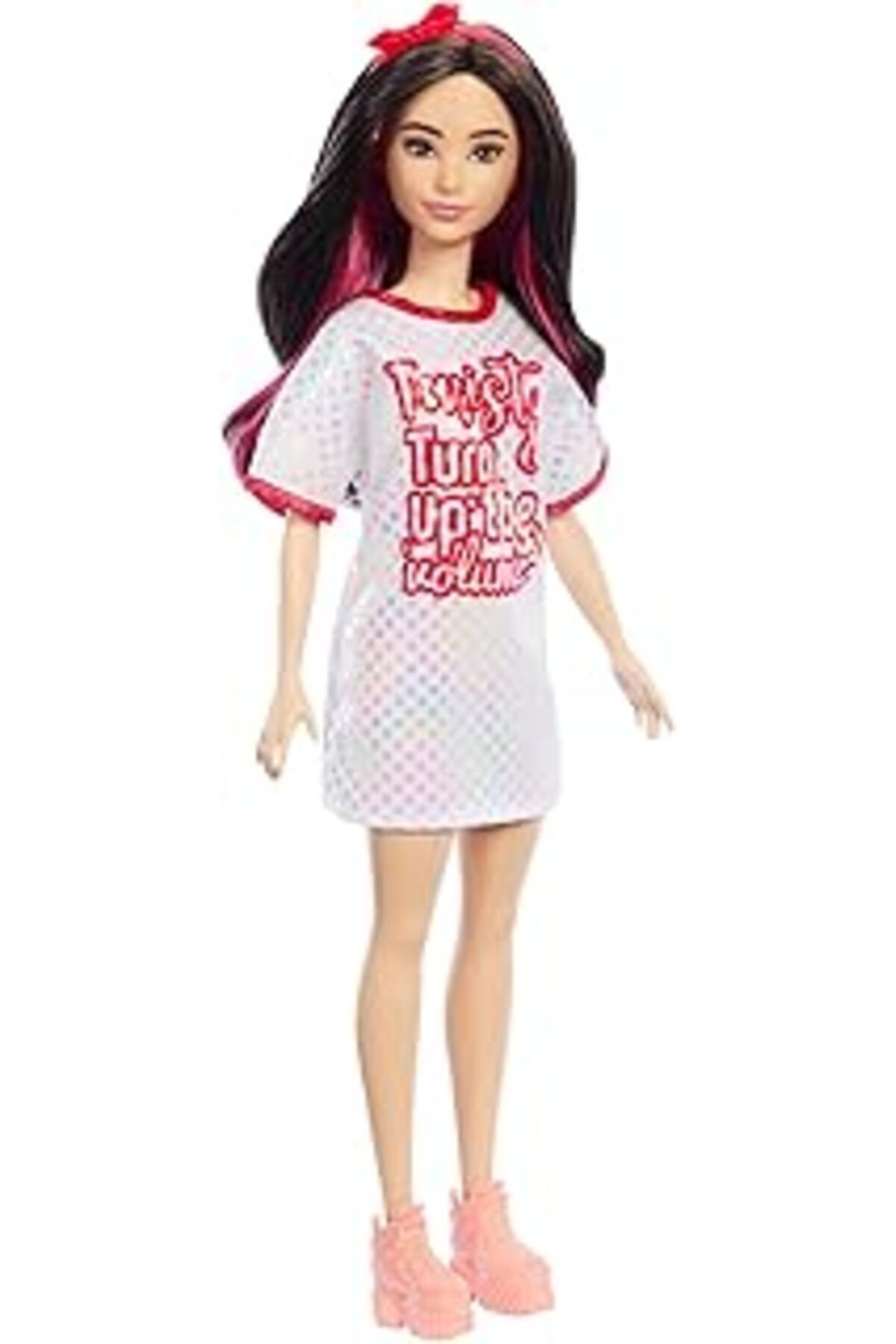 Karachil Barbie Büyüleyici Parti Bebekleri (Fashionistas) - Beyaz Tişört Elbiseli Bebek, Oyuncak