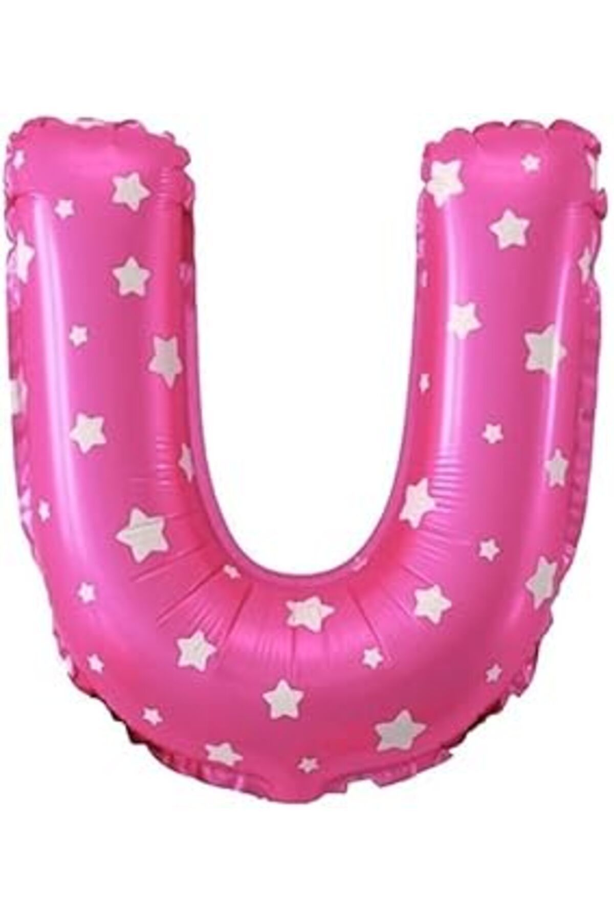 Karachil Parti Vitrini U Harfi 16 İnç Pembe Kalpli Renk Folyo Balon 36 Cm (Pembe)