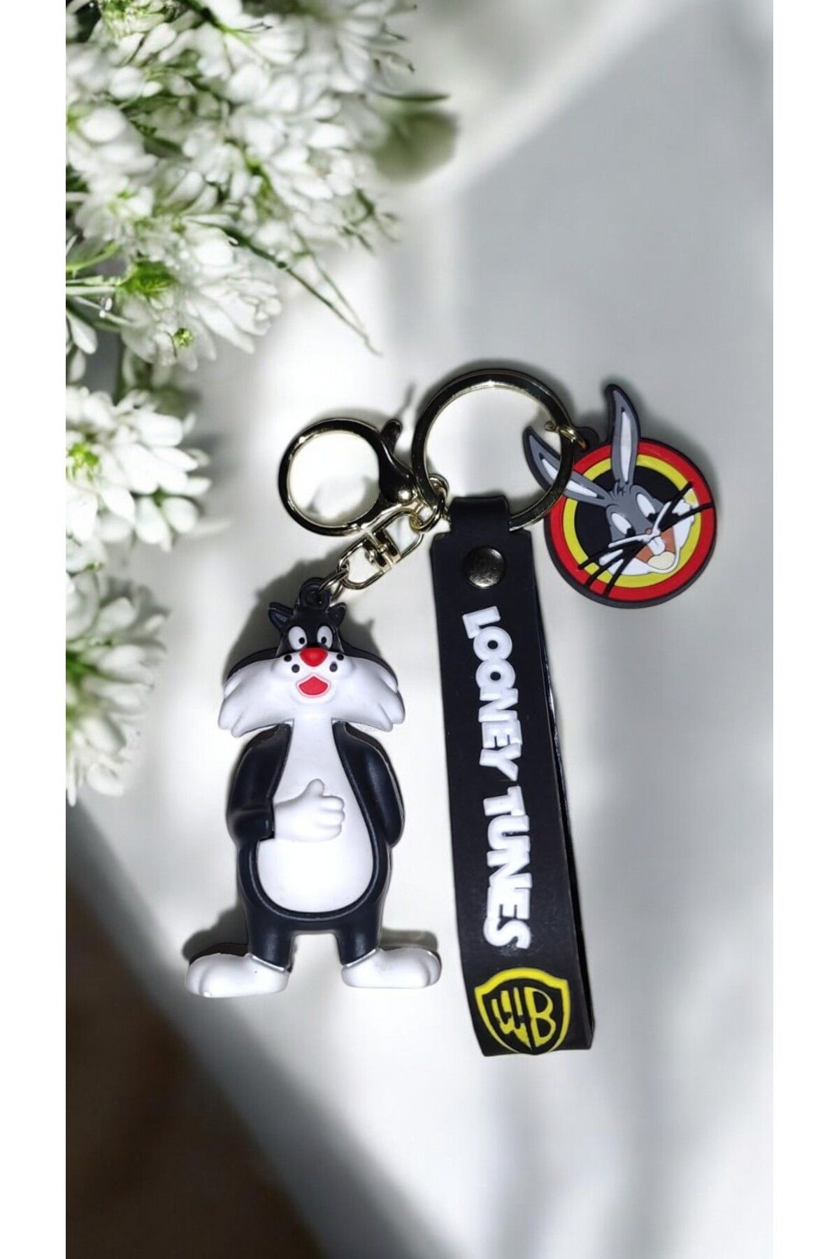 FAMEMUS ACCESSORY 3D Sevimli ve Yaratıcı Karakter Bugs Bunny Anahtarlık ve Çanta Aksesuar.