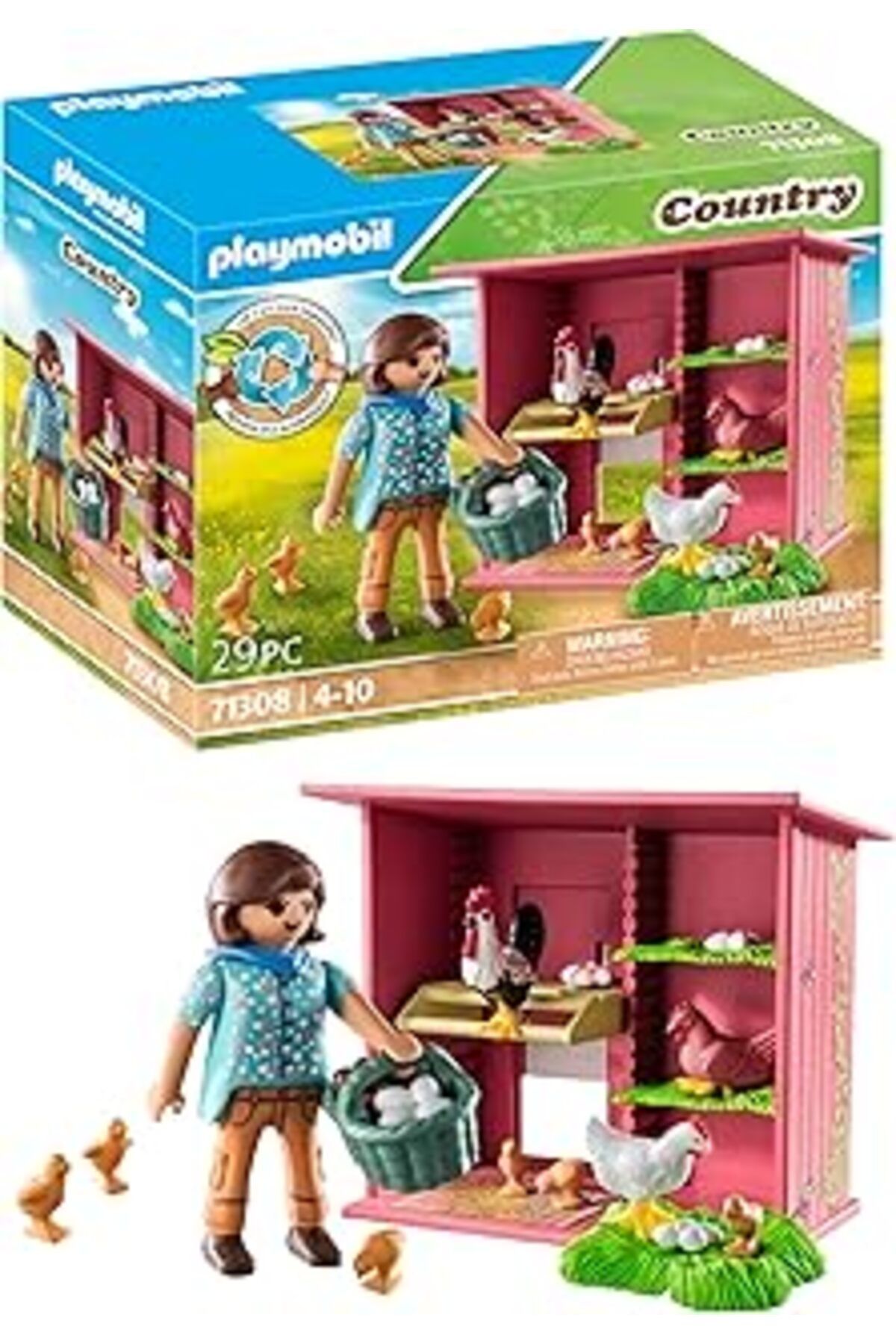 Pazarcan Playmobil Country 71308 Civcivli Tavuklar, Çiftliğiniz İçin Tavuk Ailesi - Horoz, Tavuk Ve Civcivli