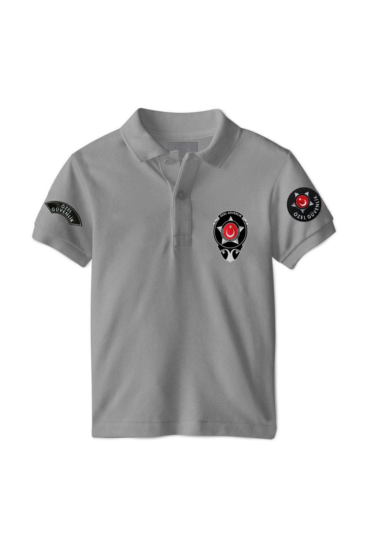 Pisa Art Özel Güvenlik Kol Detaylı Gri Polo Yaka T-Shirt
