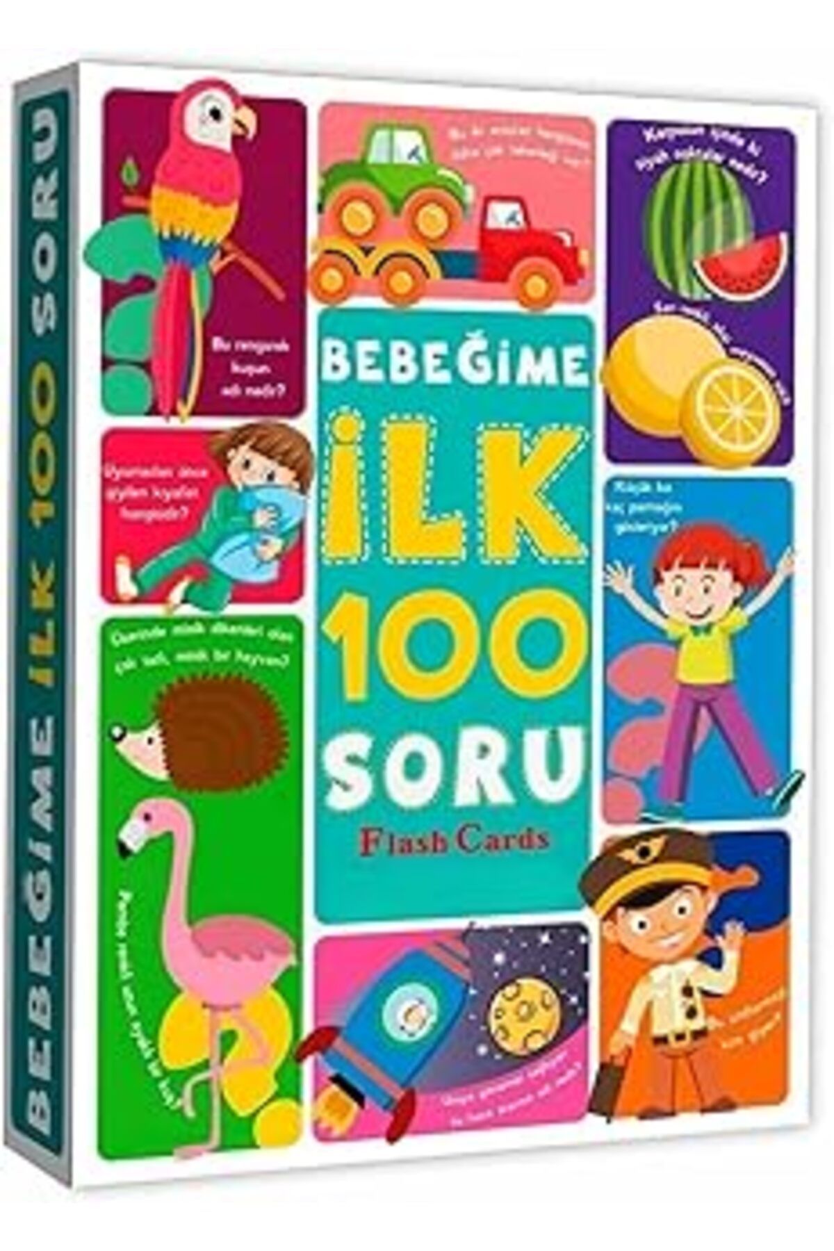Pazarcan Bebeğim İçin İlk 100 Sorular Kelime Zeka Kartları Eğitici Yeni Doğan Kartları