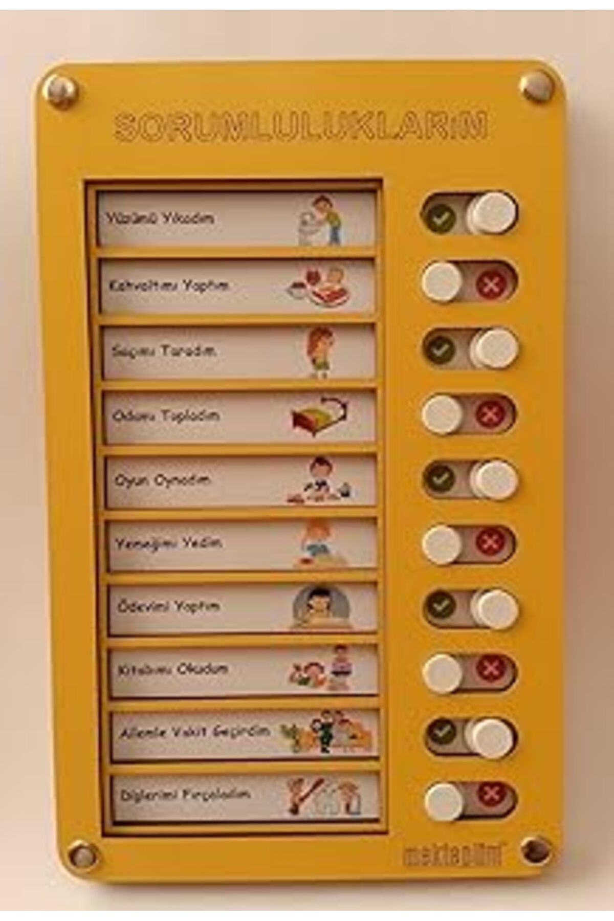 Pazarcan Eğitici Günlük Rutin Checklist Görev Ve Sorumluluk Tablosu (Sarı)