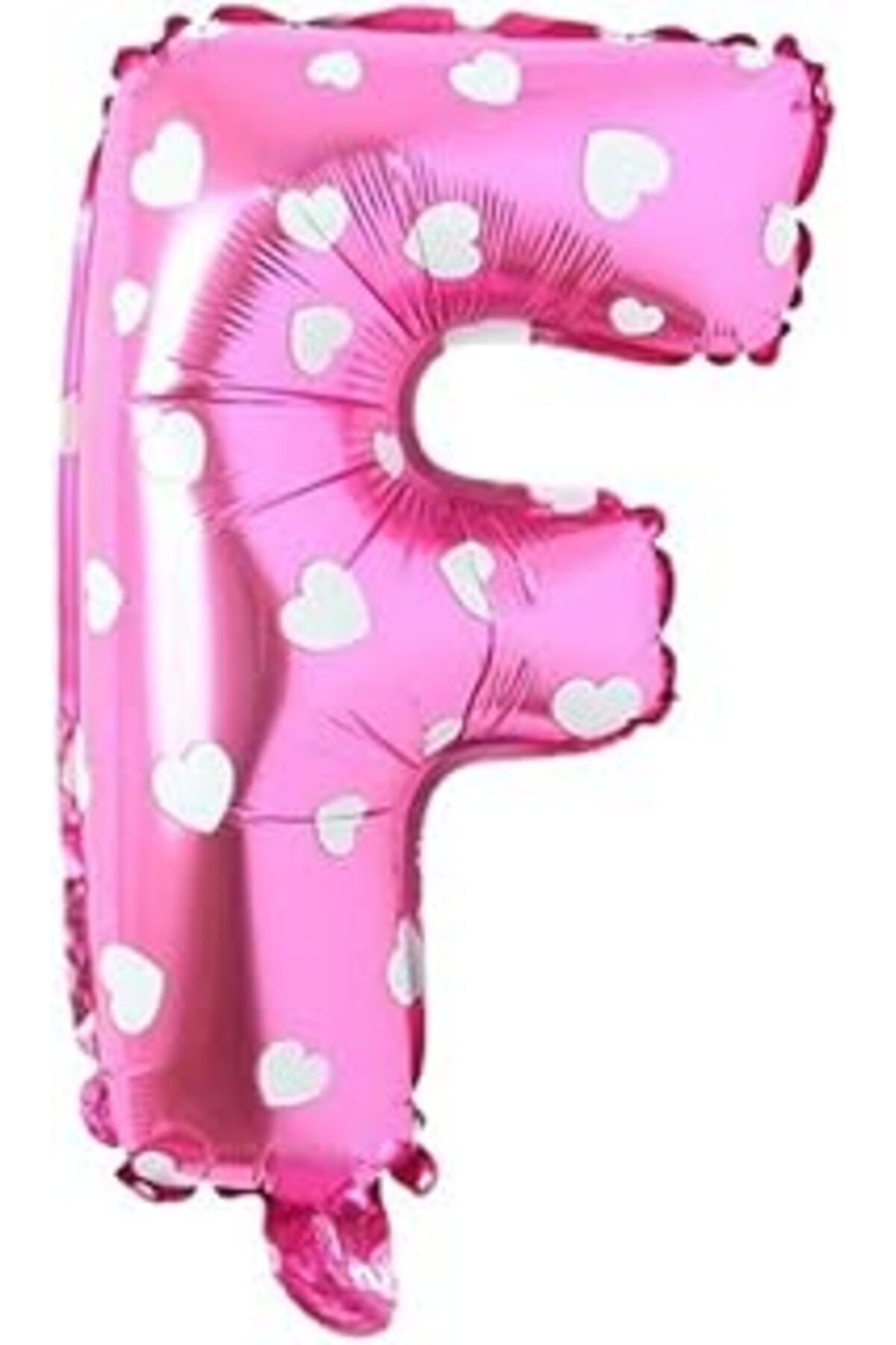 Karachil Parti Vitrini F Harfi 16 İnç Pembe Kalpli Renk Folyo Balon 36 Cm (Pembe)