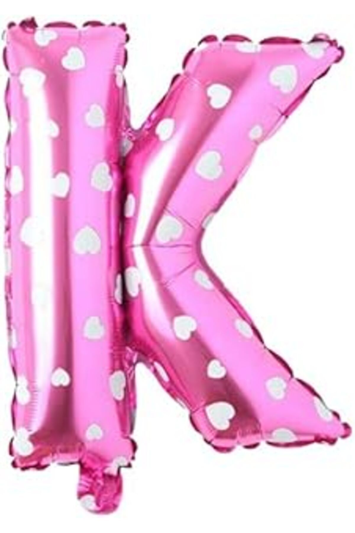 Karachil Parti Vitrini K Harfi 16 İnç Pembe Kalpli Renk Folyo Balon 36 Cm (Pembe)