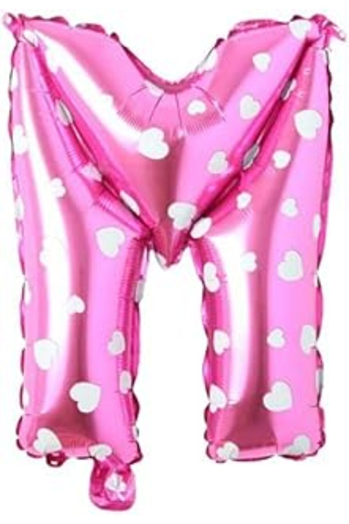 Karachil Parti Vitrini M Harfi 16 İnç Pembe Kalpli Renk Folyo Balon 36 Cm (Pembe)