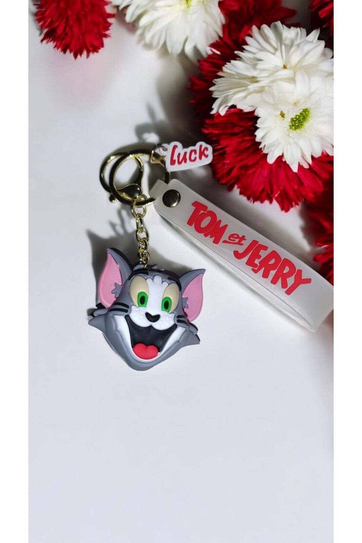 FAMEMUS ACCESSORY 2 li Büyük Boy Tom ve Jerry 3D Figürlü Anahtarlık Seti - Sevimli Karakter Tasarımı Çanta Aksesuarı