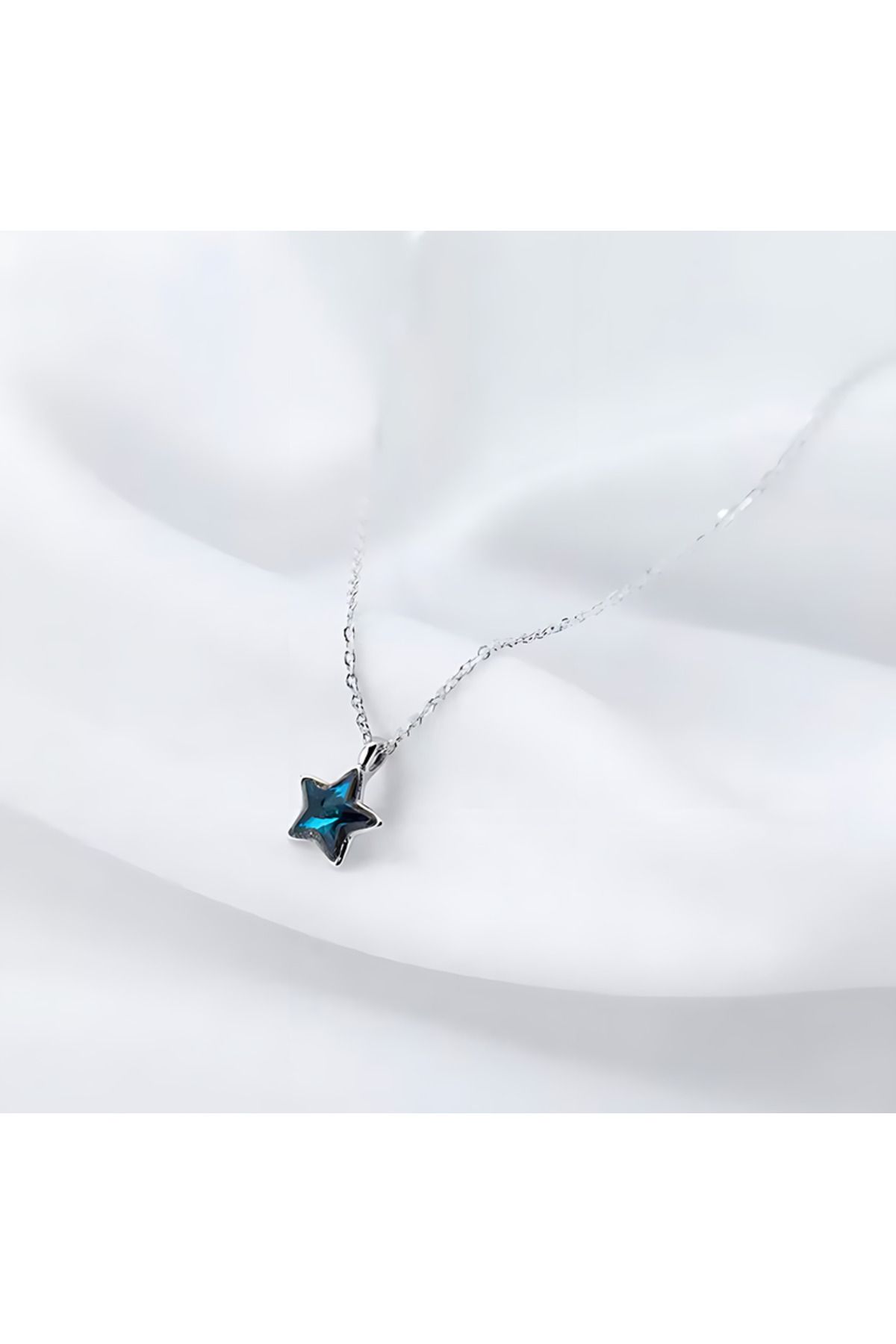 Kaan Accessoire 925 Ayar Gümüş Mavi Yıldız Kolye