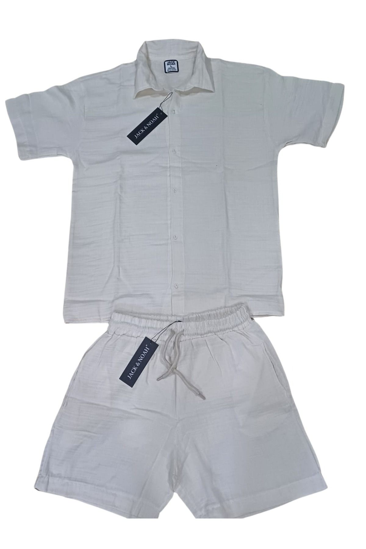DWN WEAR KETEN KISAKOL GÖMLEK ŞORT TAKIM Kadın& Erkek