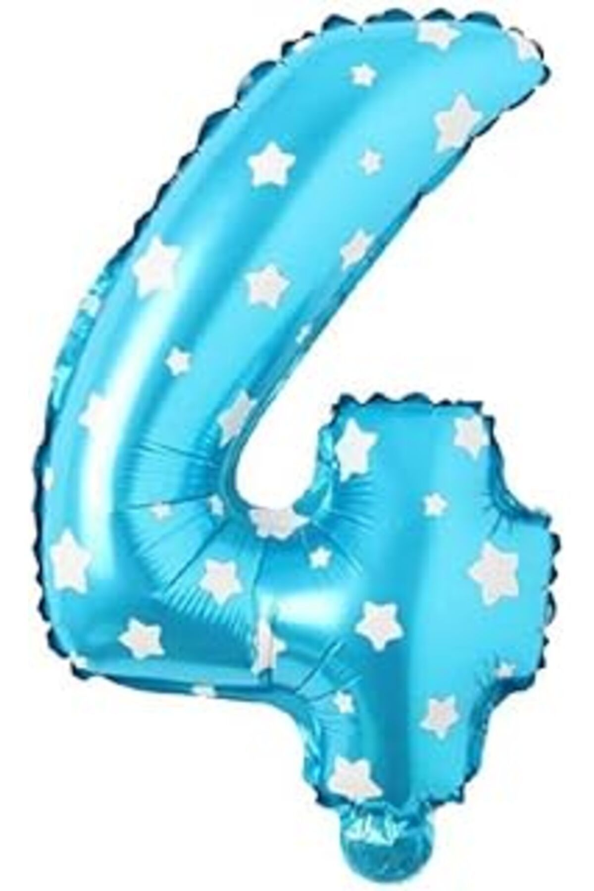 Karachil Parti Vitrini 4 Rakamlı 16 Inç Mavi Yıldızlı Folyo Balon 36 Cm (MAVİ)