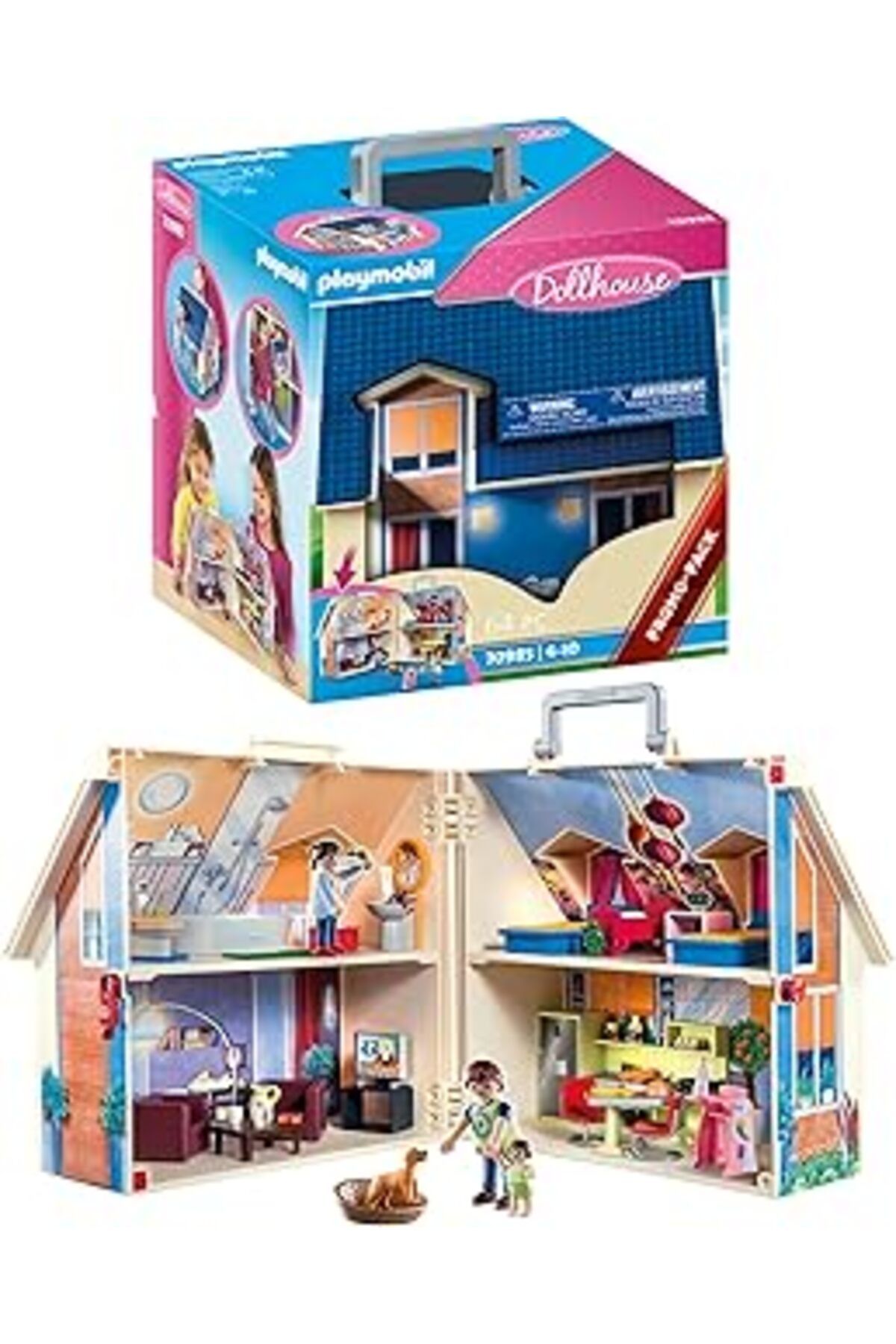 Mu Art Ahşap Playmobil Dollhouse 70985 Tutamaklı, Katlanabilir Bebek Evi, 4 Yaş Ve Üzeri Çocuklar Oyuncak