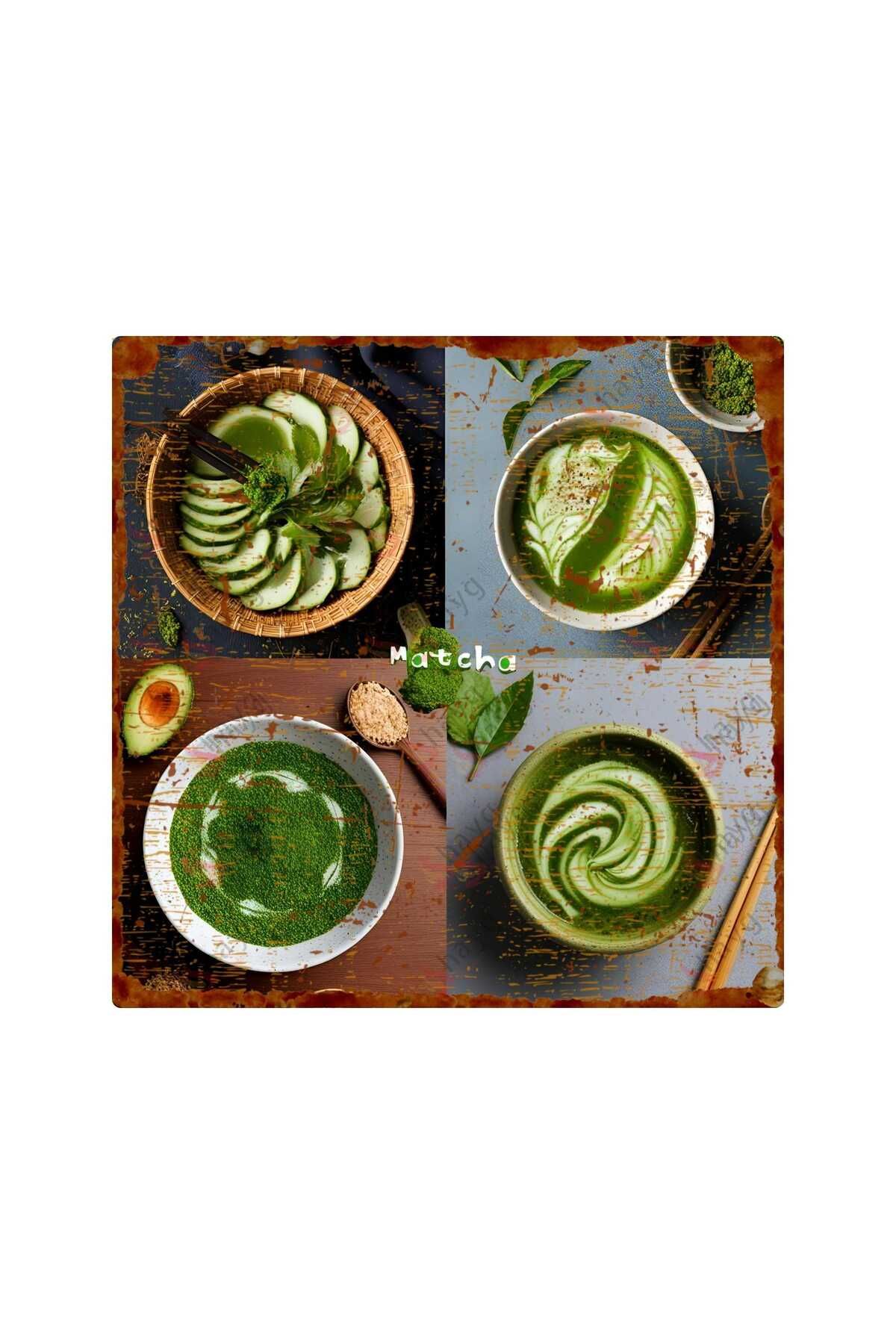 Hayg Equipment Matcha Temalı UV Baskılı Alüminyum Dekoratif Tabela – Metal Duvar Süsü