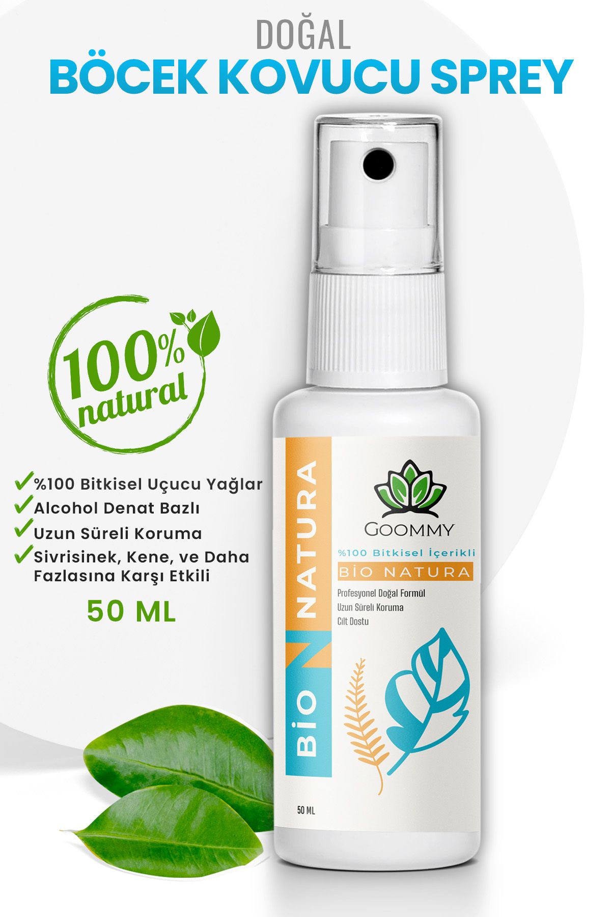 GOOMY Sivrisinek Ve Kene Kovucu Haşere Böcek Sprey Kovucu Bitkisel Tüm Vücut Için 50 ml