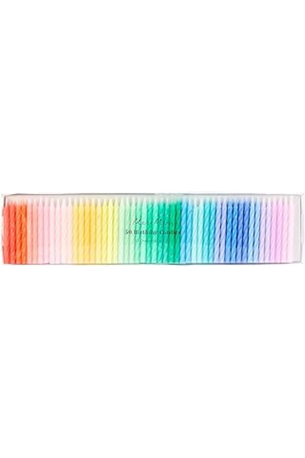 Karachil Meri Meri - Rainbow Twisted Mini Candles - Gökkuşağı Renk Kıvrımlı Mini Mumlar - 50'Li