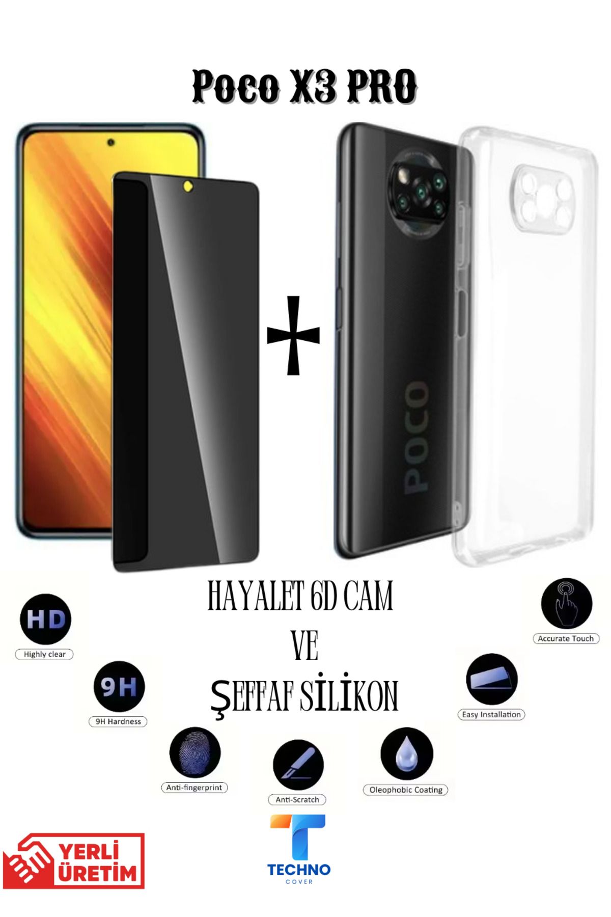 foxpower Poxo X3 Pro Hayalet Ekran Koruyucu ve Şeffaf Kılıf 2li Avantajlı Paket