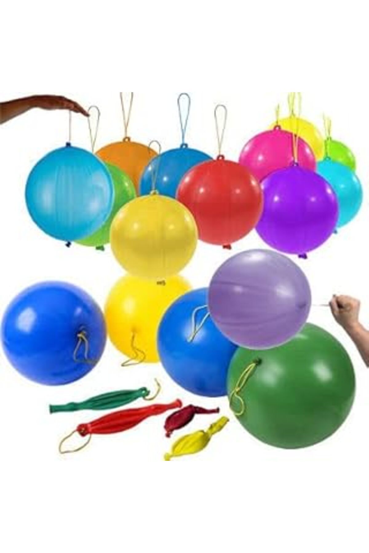 Karachil Nistabolje 10 Adet Lastikli Zıpzıp Balon İpli Punch Panç Büyük Balon