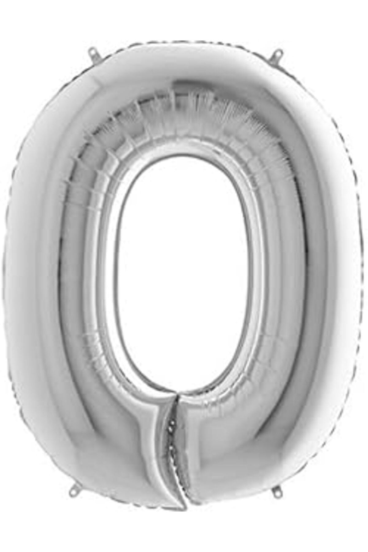 Pazarcan Parti Vitrini 0 Rakamlı 16 İnç Gümüş Renk Folyo Balon 36 Cm (Gümüş)