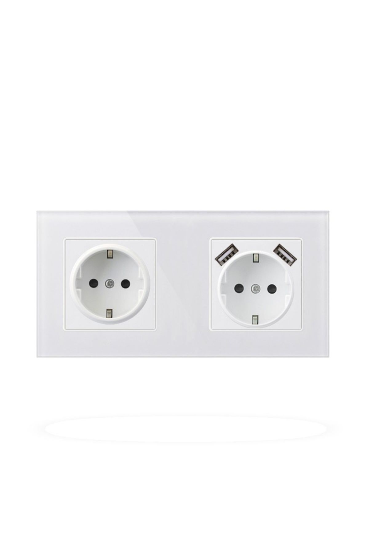 TECHSTAR-® Crystal Tsu2 Socket, Double, 2 X Usb, 2.1 A, Frost White Color, Tempered Glass, 16a 1