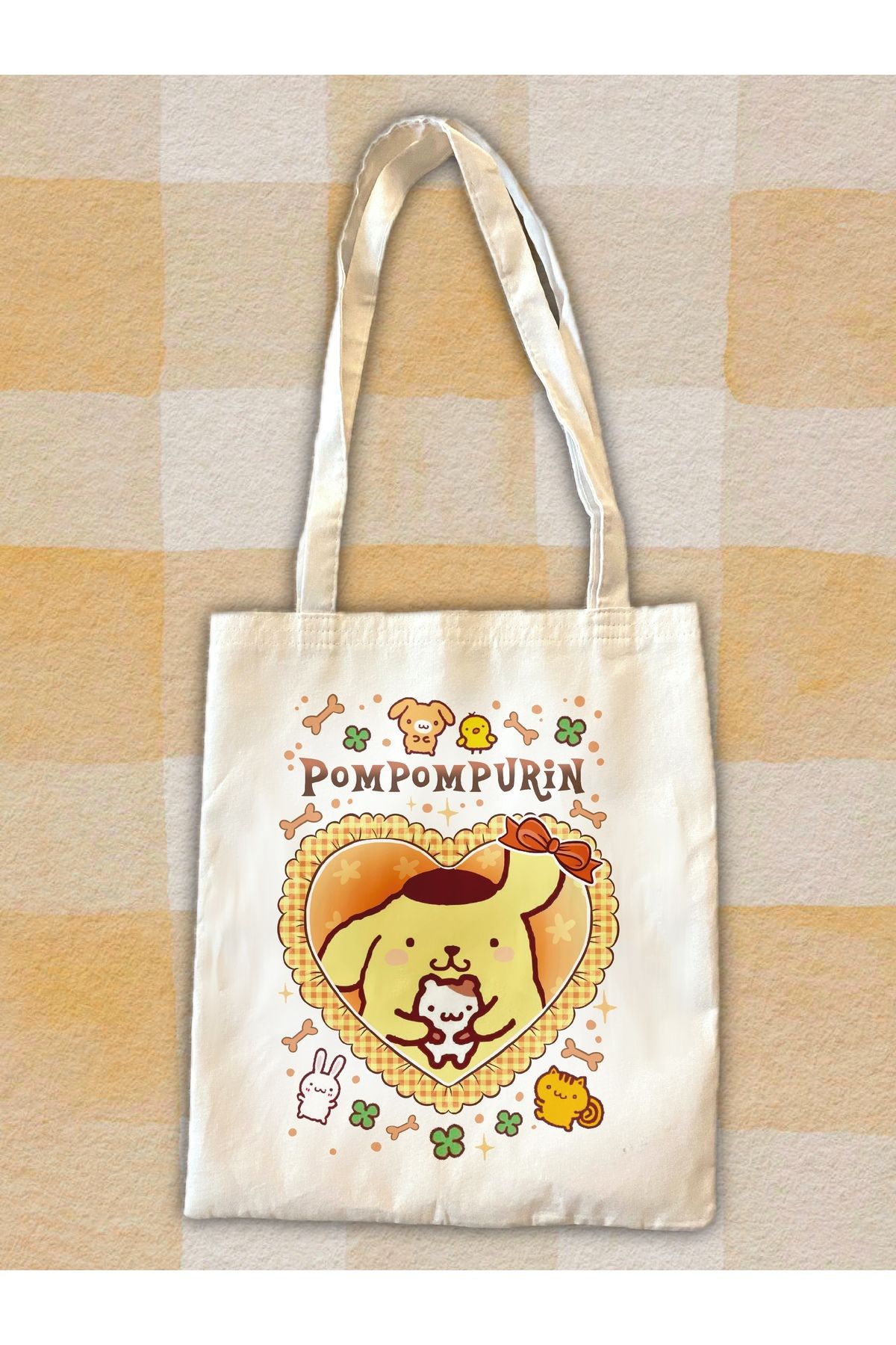 westartic Pompompurin (Sanrio Hello Kitty) Tote Bez Kumaş Kanvas Omuz Çantası