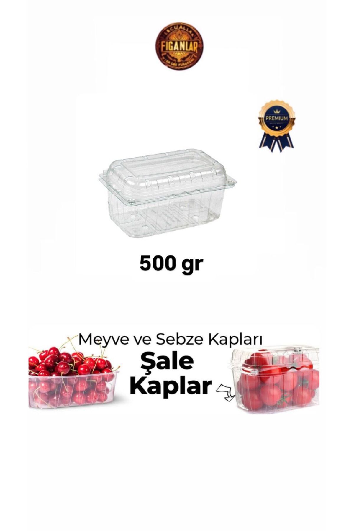 figanlar ambalaj 25 Adet Kalın Sert Plastik Kapaklı Delikli Meyve(Şale) Kabı 500cc Meyve Saklama Kabı