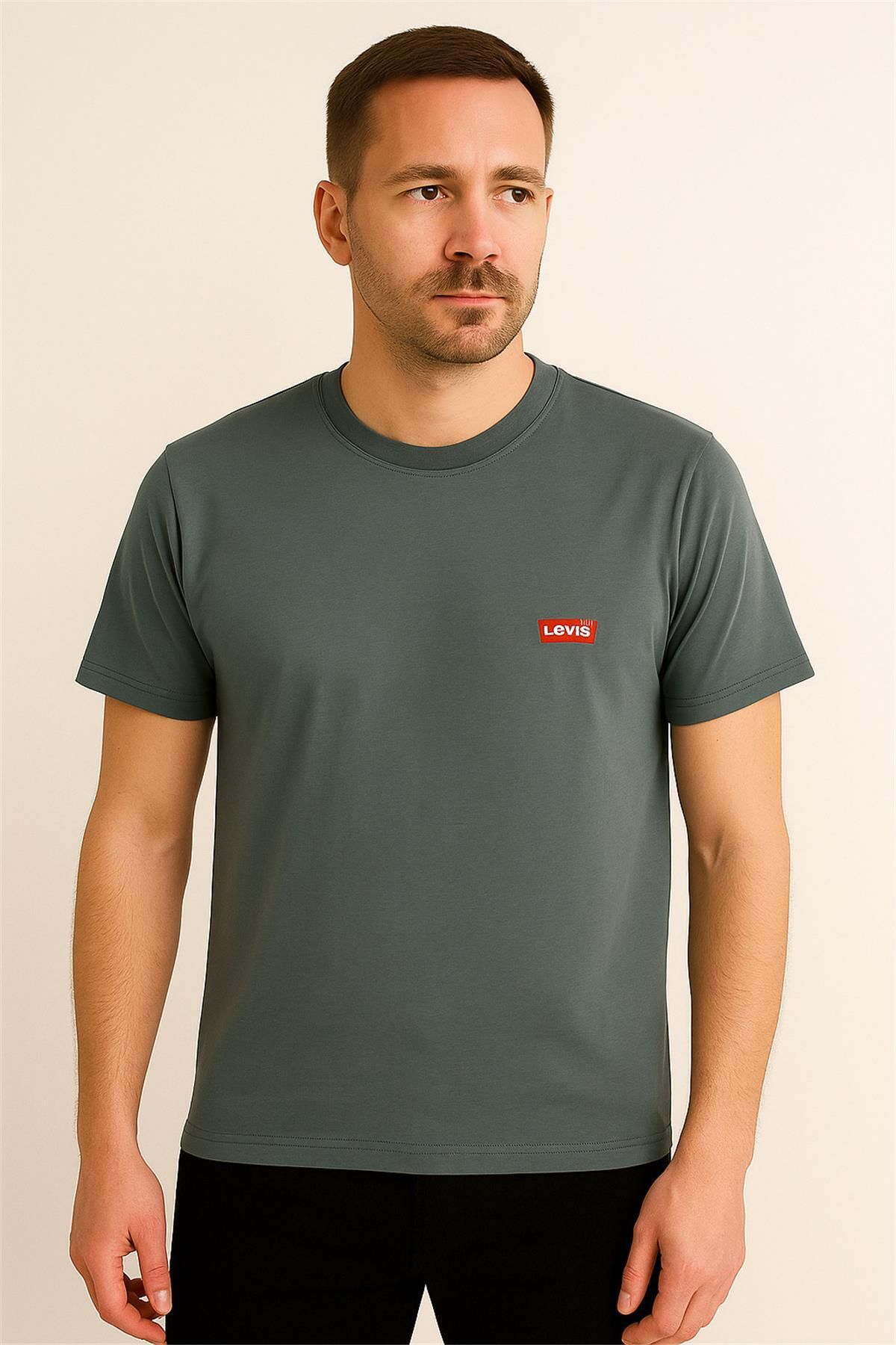 Levis LEVS BİSİKLET YAKA PAMUK PENYE TSHİRT PETROL YEŞİLİ
