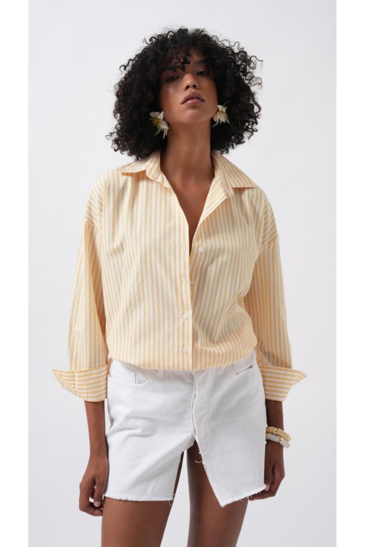 ETİLER COLLECTION Çizgili Detay Oversize Gömlek