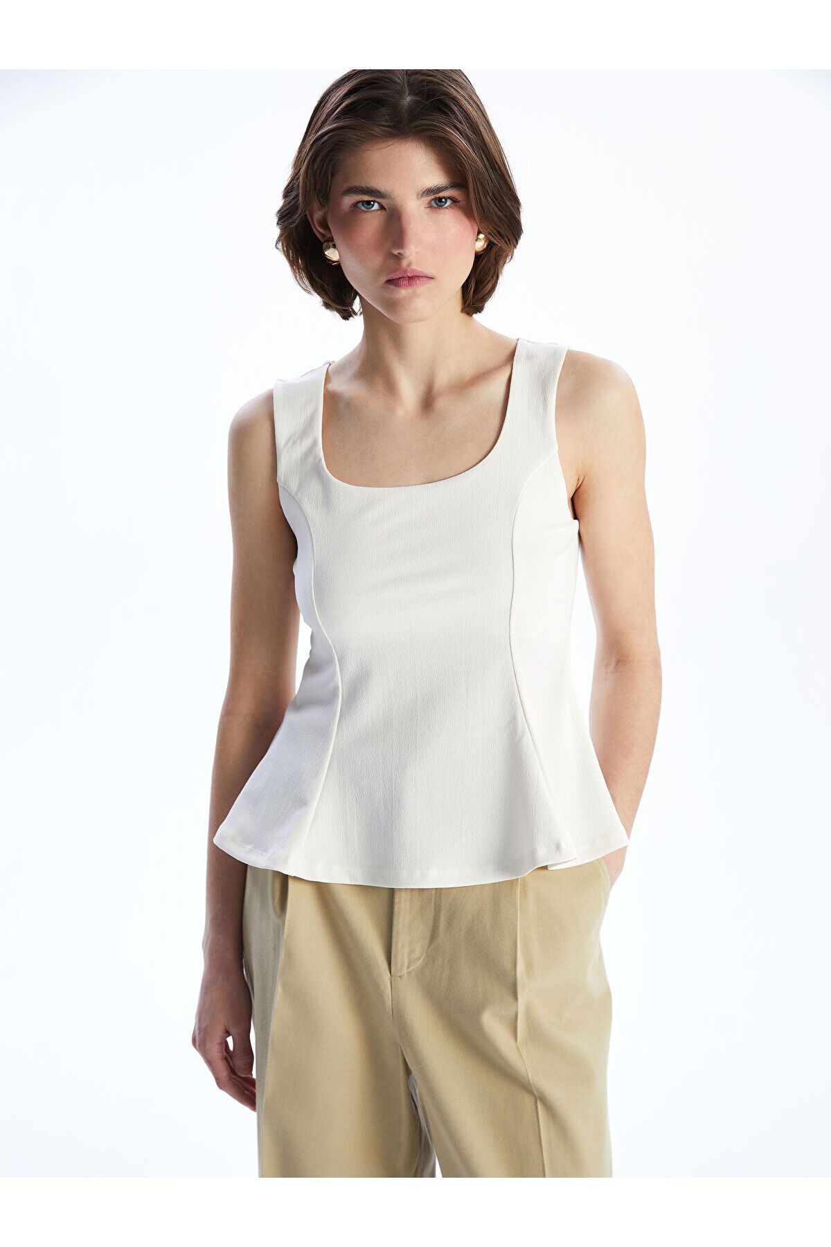 LC Waikiki Kare Yaka Peplum Bluz