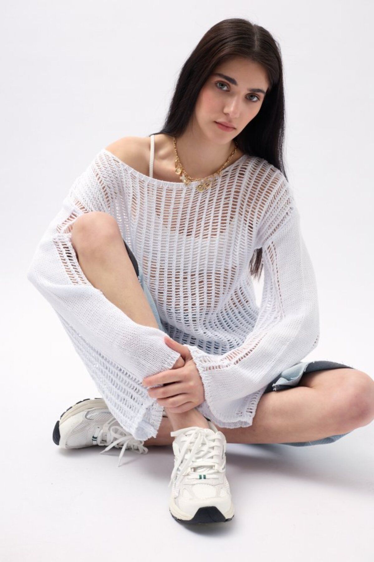 ETİLER COLLECTION Kayık Yaka Ajurlu Bluz