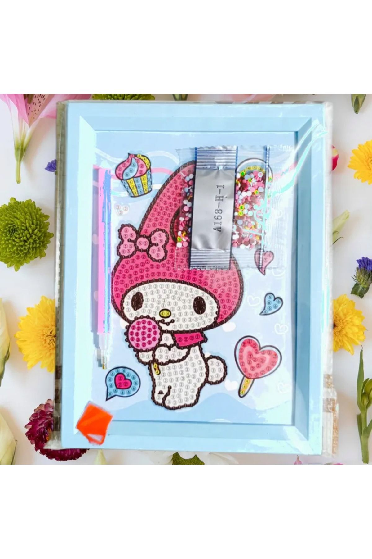 synshop My Melodi Melody Sanrio Elmas Mozaik Kendin Yap Boncuklu Taşlı Tablo (Çerçeveli) Sanat Kit Taşlama