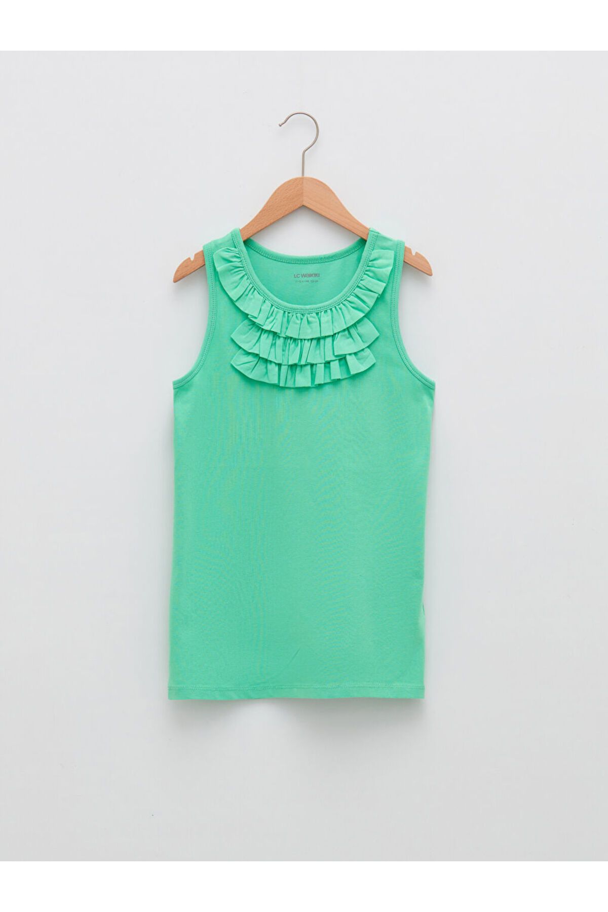 LC Waikiki LCW Kids Yeşil Bisiklet Yaka Basic Kız Çocuk Atlet S21739Z4NVY25