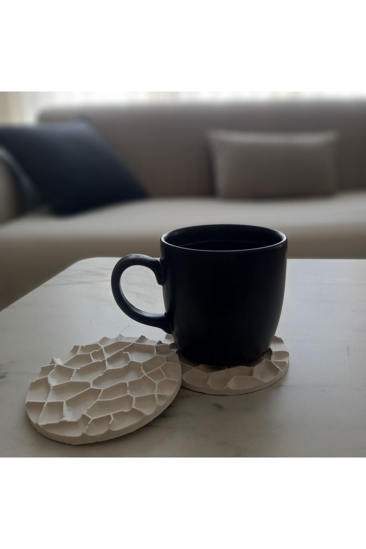 SEZSAN HOME 2'Lİ TAŞ DESENLİ BARDAK ALTLIĞI