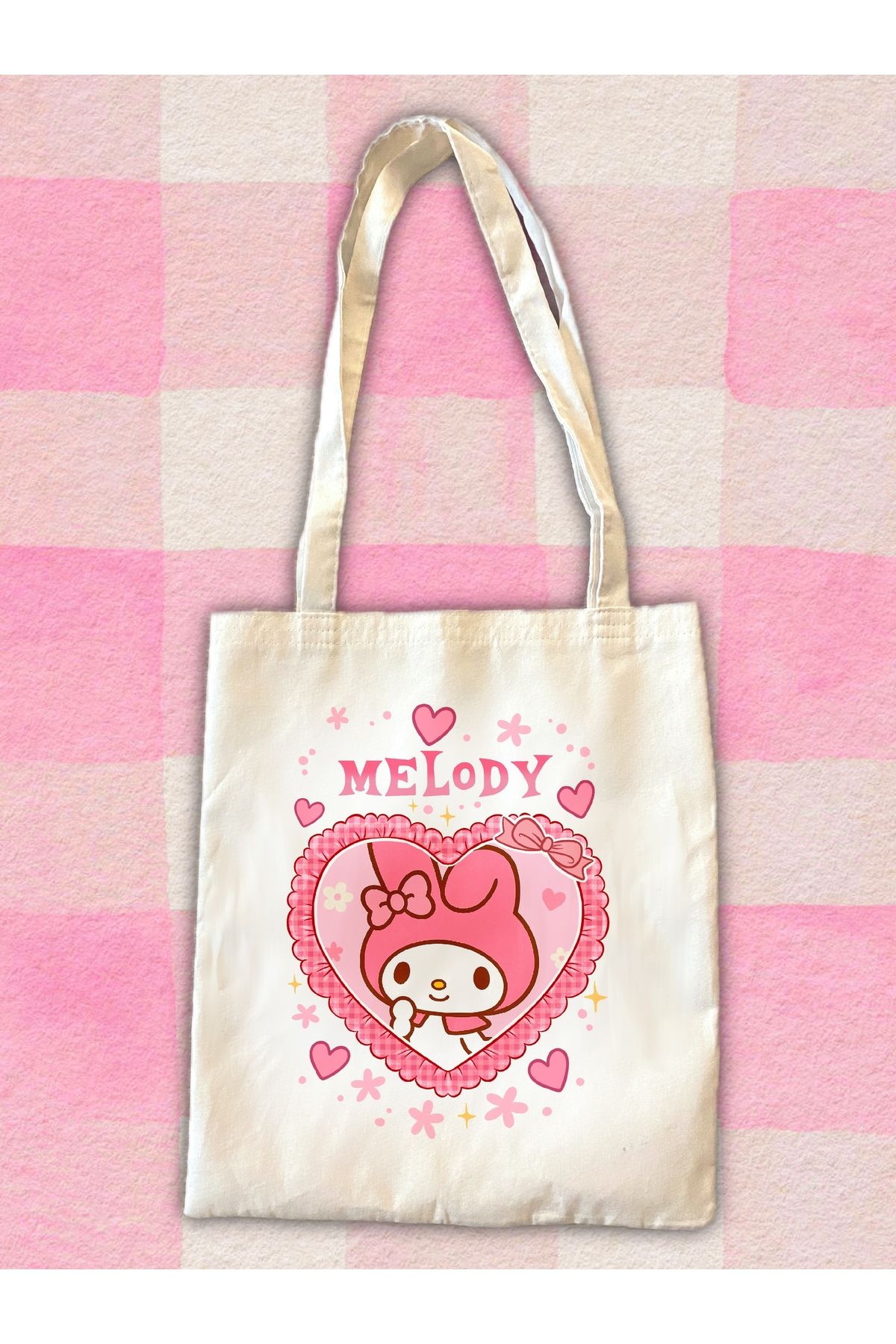 westartic Melody (Sanrio) Ekose Tote Kumaş Bez Omuz Çantası