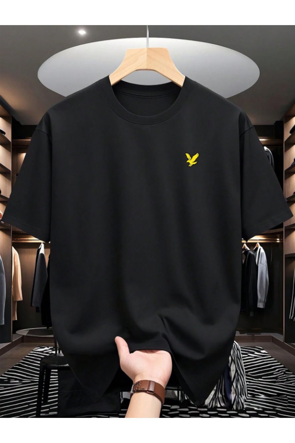 Framgan Erkek/Kadın KUŞ Detaylı Özel Baskılı Günlük Kısa Kol Bisiklet Yaka T-Shirt