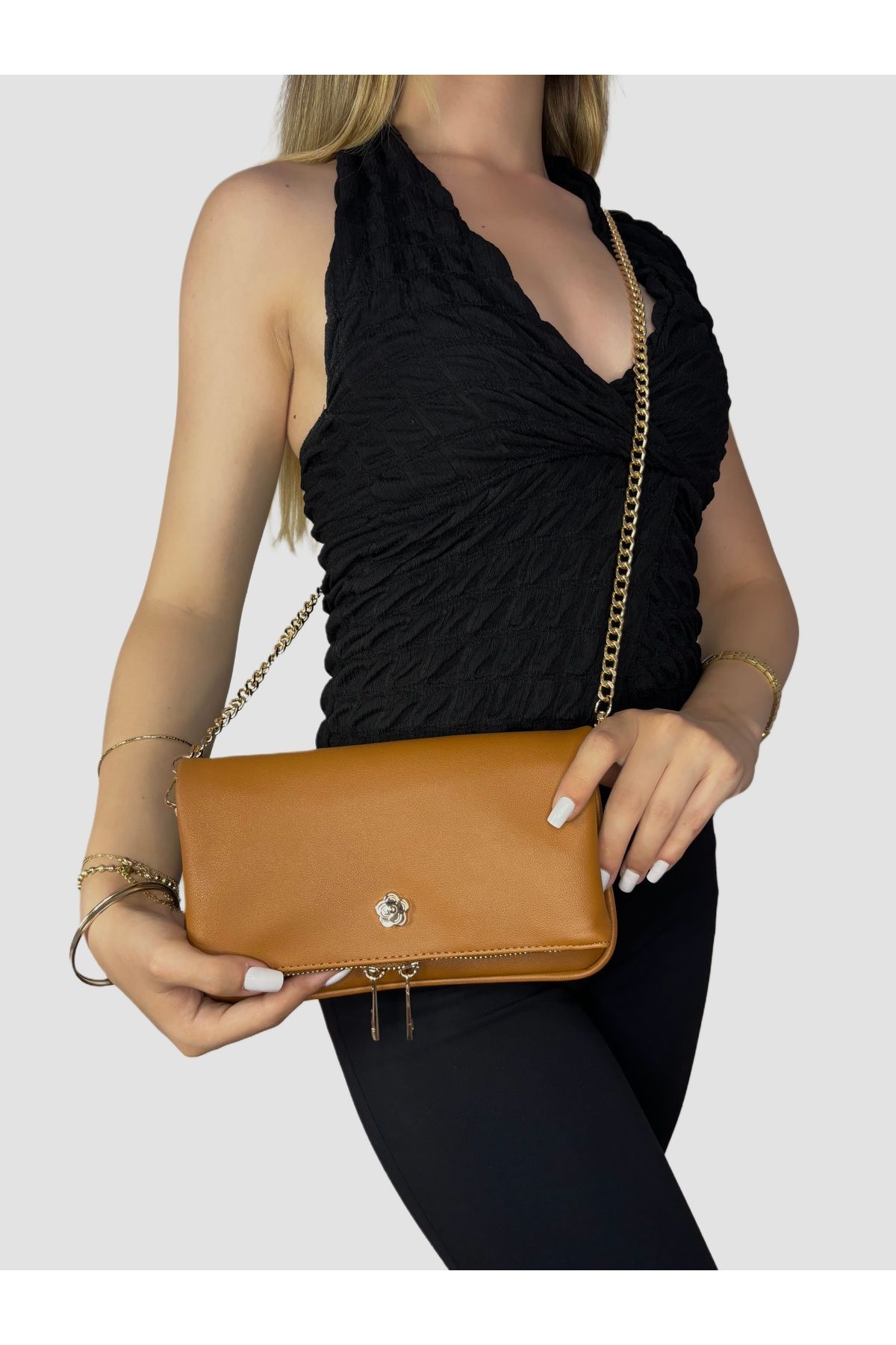 BK Bags & Accessories TABA ZİNCİR ASKILI EL VE OMUZ KADIN ÇANTASI