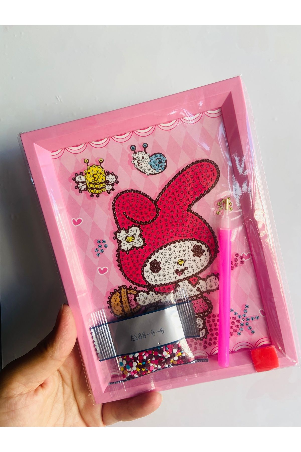synshop My Melodi Melody Sanrio Elmas Mozaik Kendin Yap Boncuklu Taşlı Tablo (Çerçeveli) Sanat Kit Taşlama
