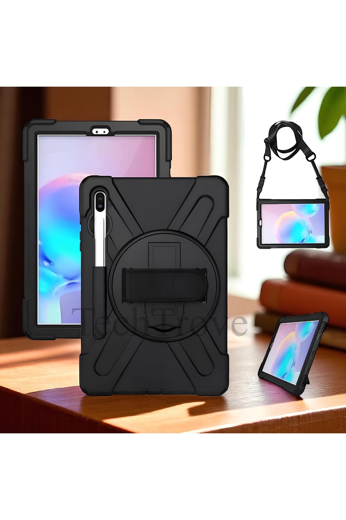 TechTrove Galaxy Tab S6 T860 Kılıf Kılıf Maksimum Korumalı Askılı El Tutamaçlı Kılıf