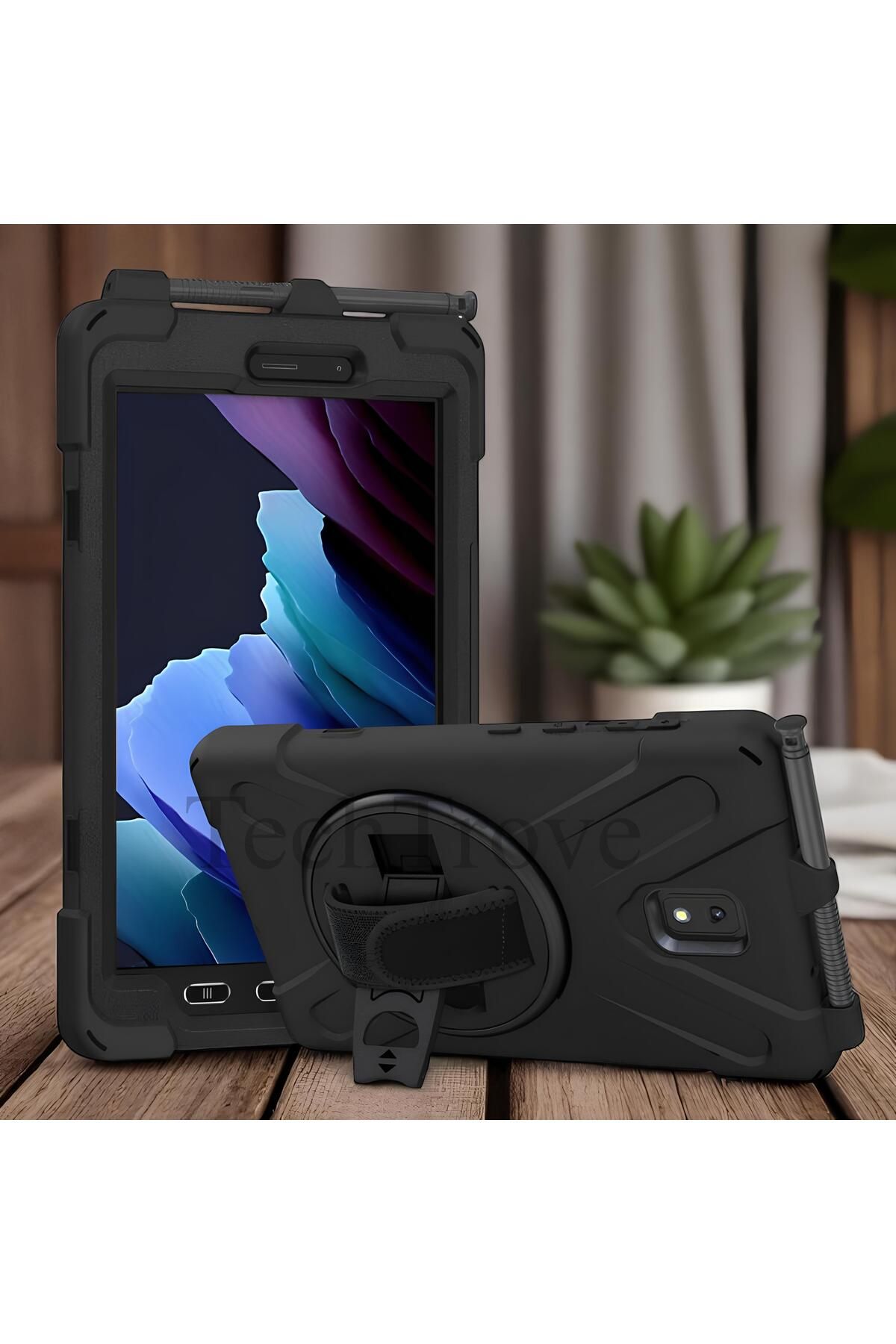 TechTrove Galaxy Tab Active 3 T577 Kılıf Maksimum Korumalı Askılı El Tutamaçlı Kılıf