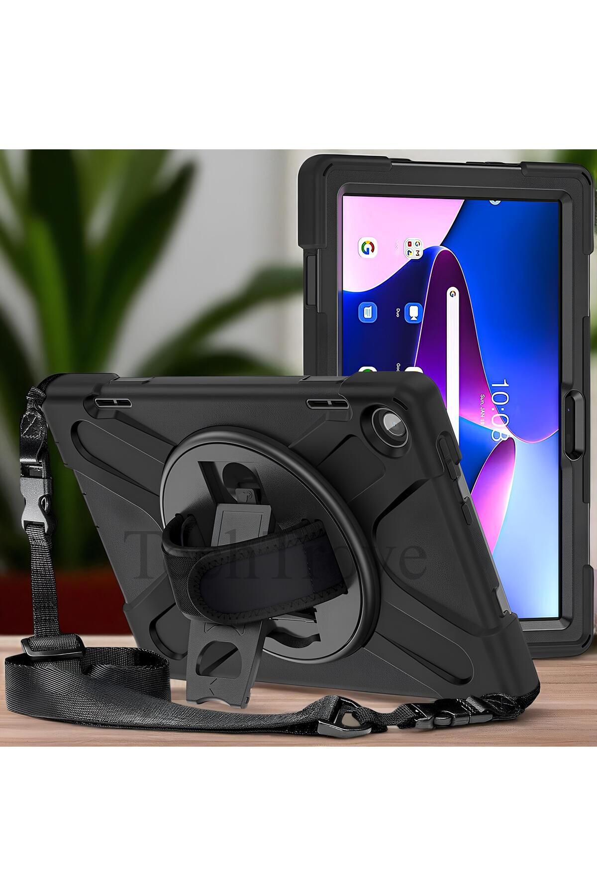 TechTrove Lenovo Tab M10 HD (2.Nesil) 2022 Kılıf Maksimum Korumalı Askılı El Tutamaçlı Kılıf
