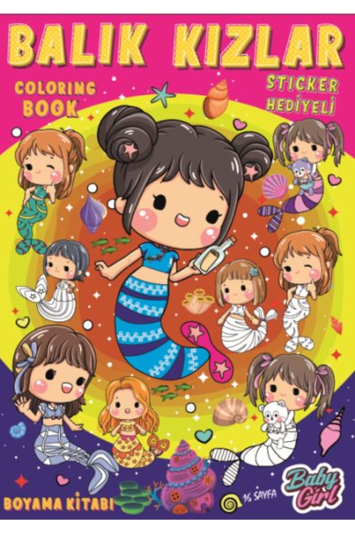 Destek Yayınları Balık Kızlar Boyama Kitabı Popsticker