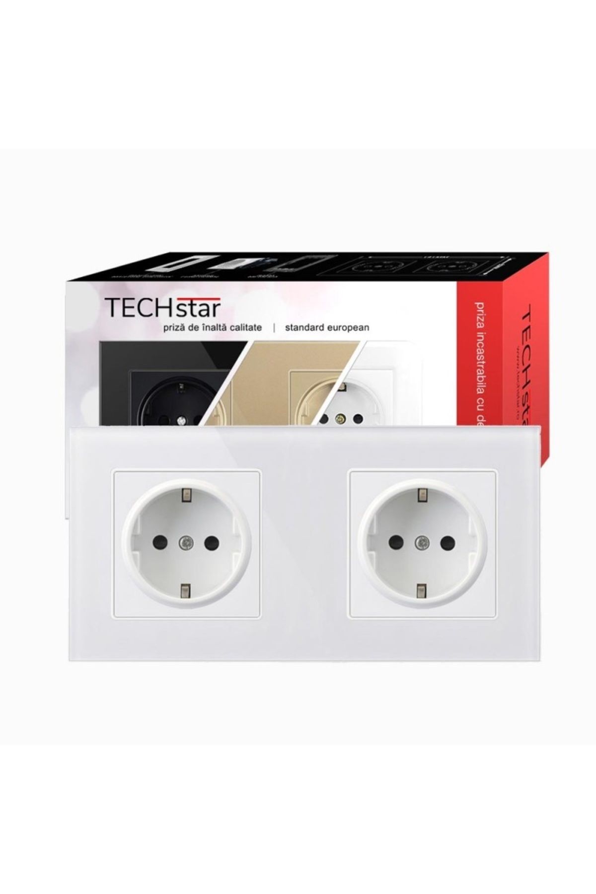 TECHSTAR-® Crystal Ts2 Socket, Double, Tempered Glass, Frost White Color, 16a 3