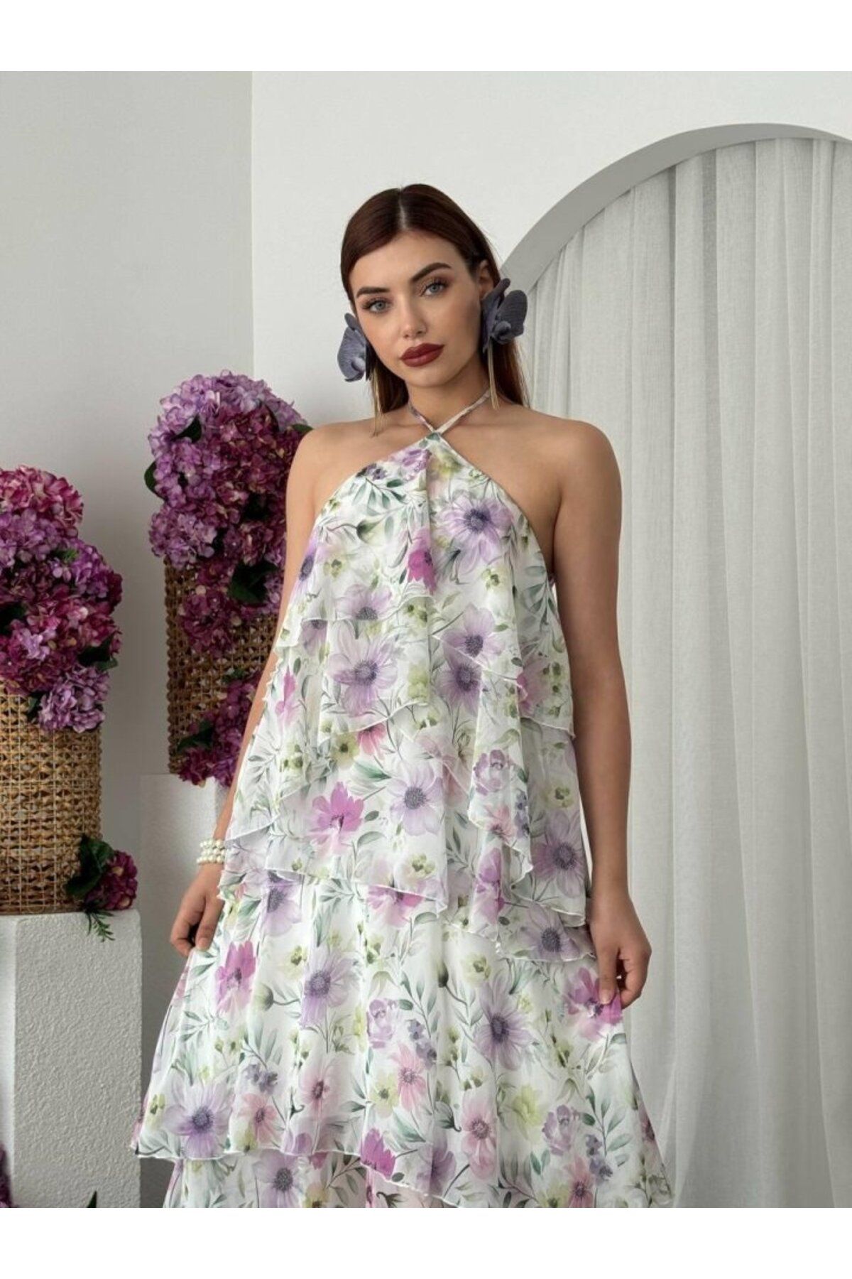 ETİLER COLLECTION Jeon Boyun Askılı Elbise