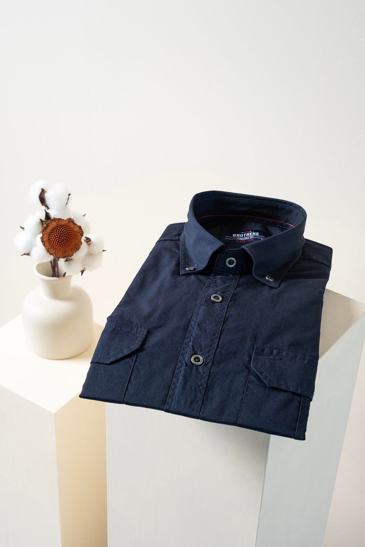 Brothers Erkek Comfort Fit Kısa Kol Çift Cep Kapaklı Yıkamalı Poplin Gömlek Fargo Ss B01.251.387 - İ