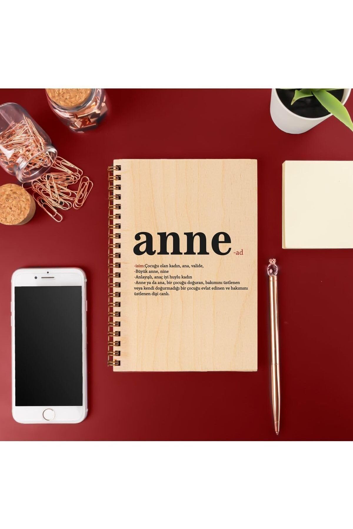 STOREMAX Ezg Anneler Günü Hediyesi 8 Cm X 12 Cm Ölçülerinde Çizgisiz 48 Yaprak Ahşap Kapaklı Defter E