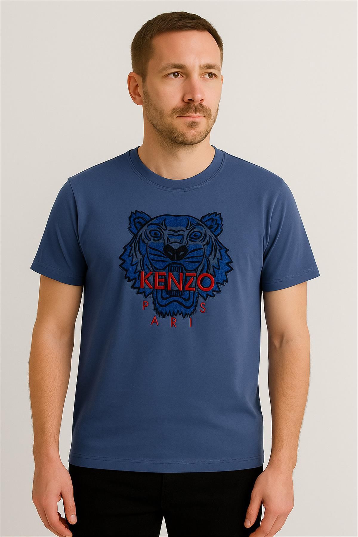 Kenzo Collection KENZO PARİS BİSİKLET YAKA PAMUK PENYE TSHİRT KOYU MAVİ