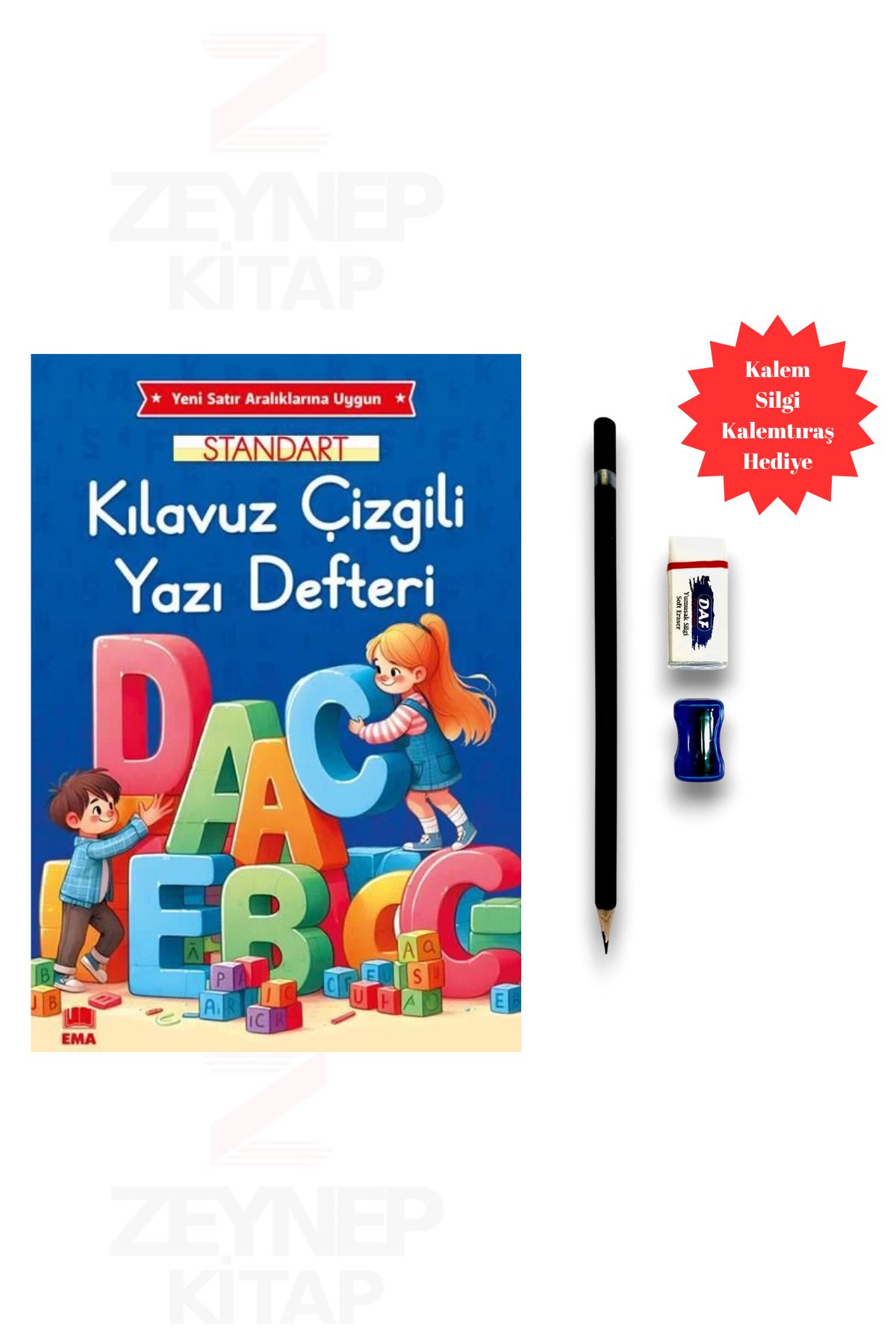 Ema Kitap Kılavuz Çizgili Yazı Defteri Mavi(BÜYÜKBOY)(Başlangıç Seti Hediye)