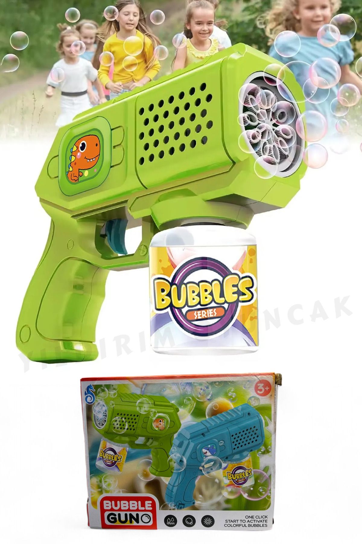 BUBBLE GUN Köpük Baloncuk Atan Yedek Likit Sulu Baloncuk Tabancası