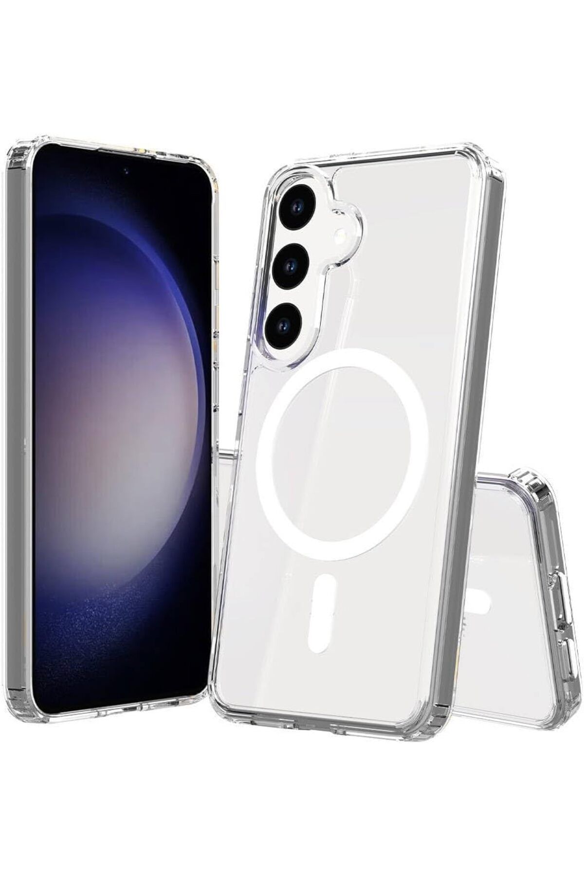 STOREMAX nffastore Galaxy S21 FE ile Uyumlu Transparent Manyetik Magsafe ile Uyumlu, Tam Gövde Koruyucu Kıl